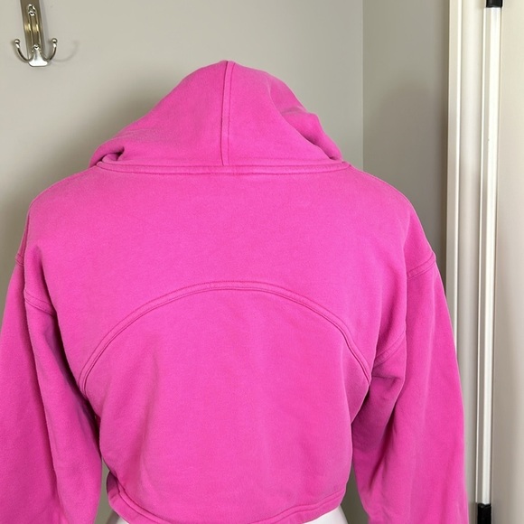 Lululemon All Yours Cropped Hoodie Sonic Pink Cotton Terry Sweatshirt Sz 6 - Picture 6 of 13